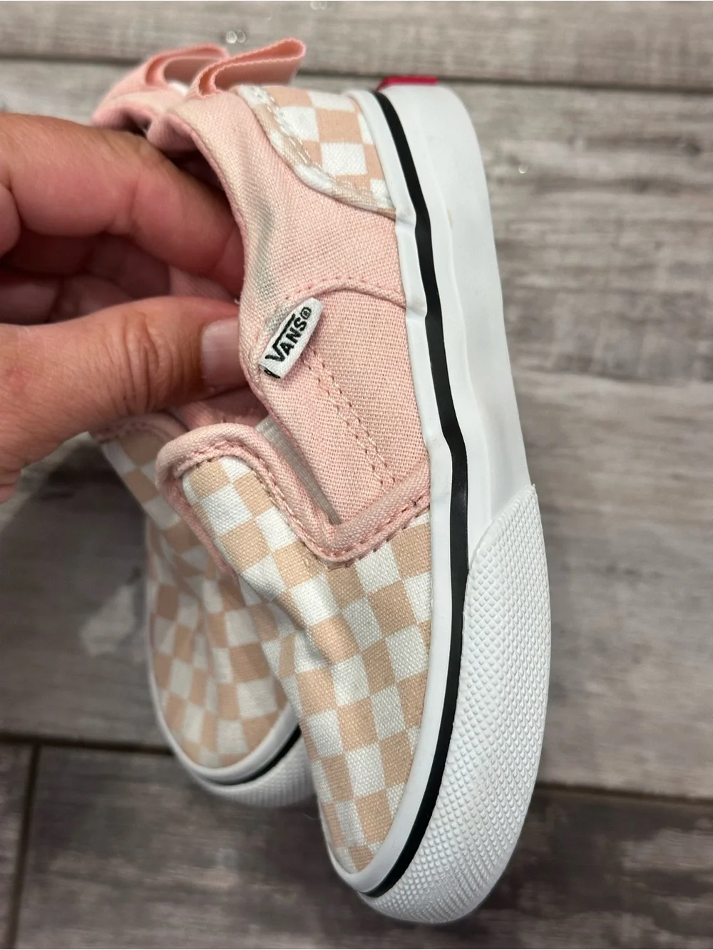 Vans Kids Slip-On Checkerboard Sneakers - Light Pink & White